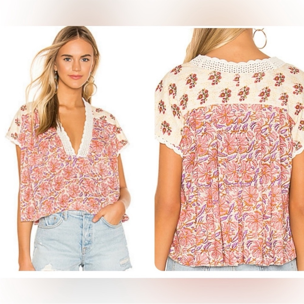 Free‎ People Leilani Crochet Crop Blouse Size XS